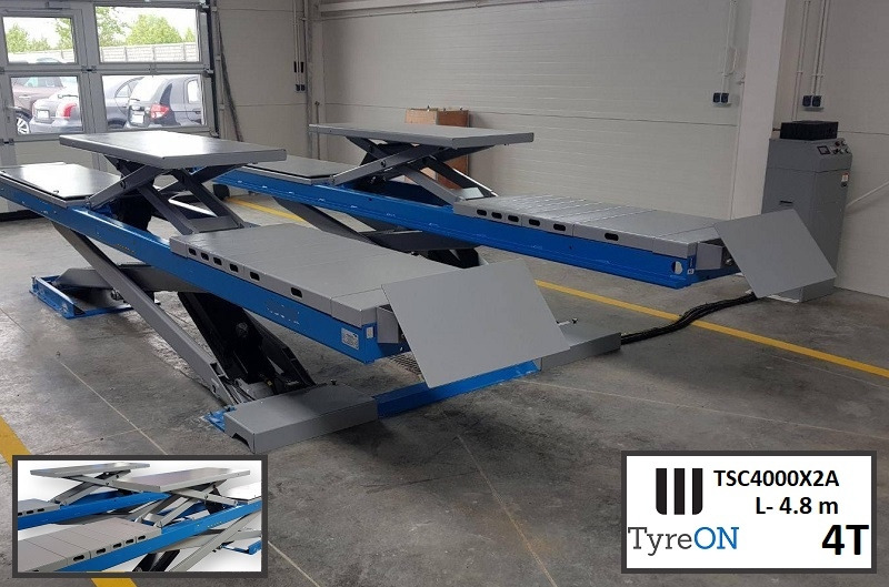 TSC4000X2A Alignment scissor lift - On floor - Free wheel lifting system - 4.8 m lightened runways - 4T - Mounted on the floor - Trang thiết bị xưởng: hình 4 TSC4000X2A Alignment scissor lift - On floor - Free wheel lifting system - 4.8 m lightened runways - 4T - Mounted on the floor - Trang thiết bị xưởng: hình 4
