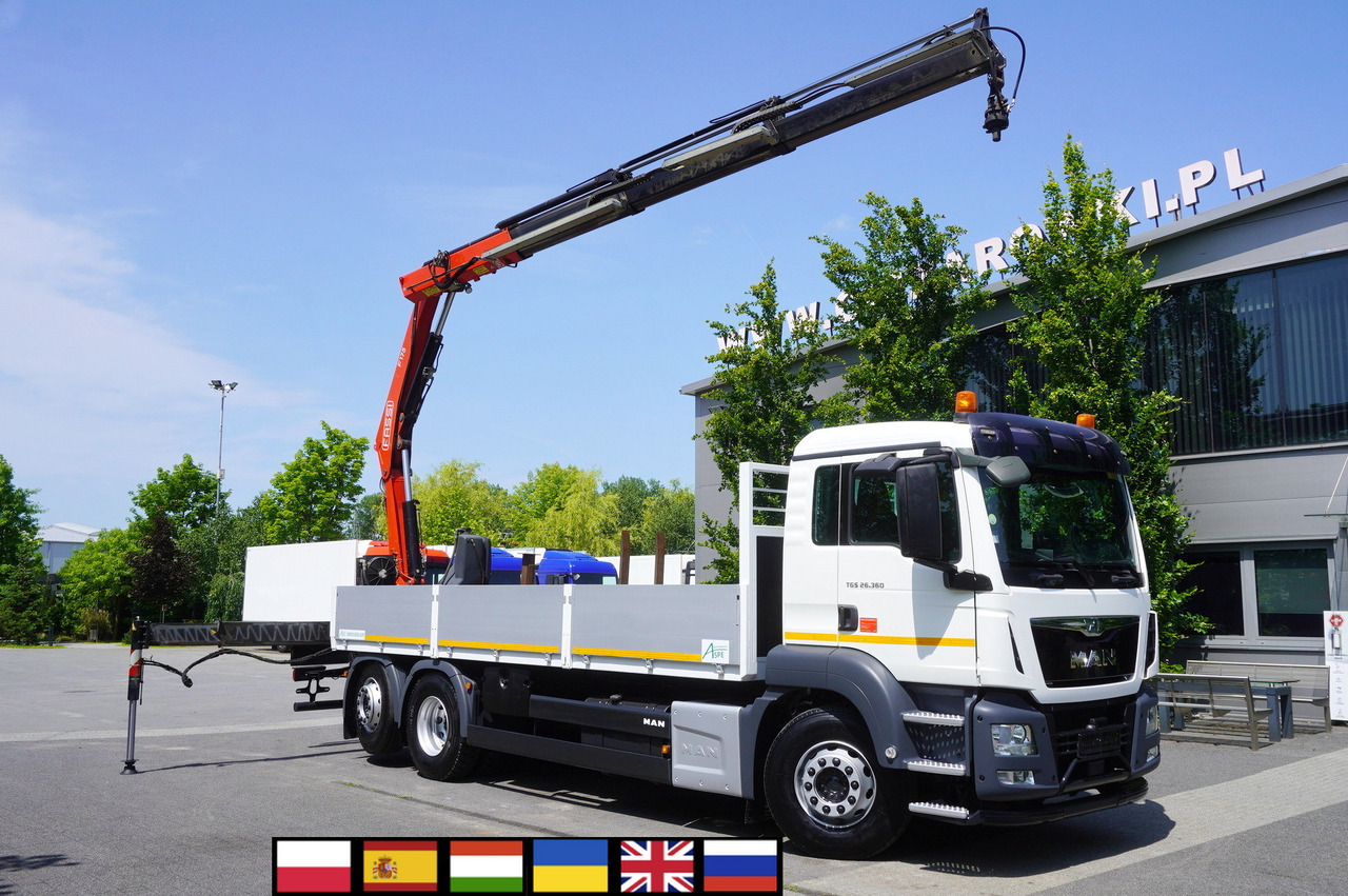 MAN TGS 26.360 Flatbed / Fassi F175 7.7 T / steered 3rd axle - Xe cẩu tự hành: hình 1 MAN TGS 26.360 Flatbed / Fassi F175 7.7 T / steered 3rd axle - Xe cẩu tự hành: hình 1