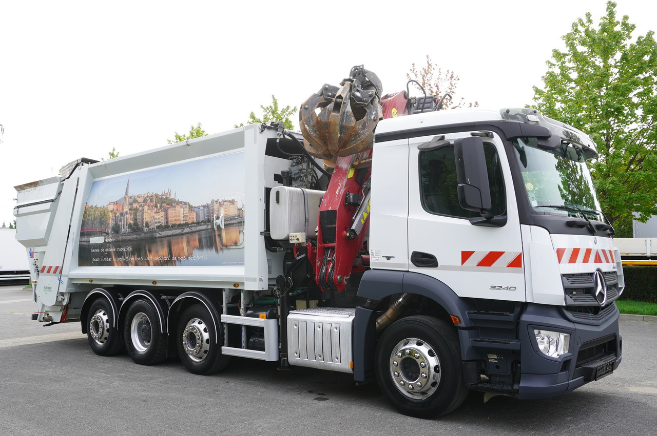 Xe tải chở rác MERCEDES-BENZ Antos 3240 8x2 / Tajfun 5T crane / Farid Industries garbage truck/ 3 steered axles: hình 8