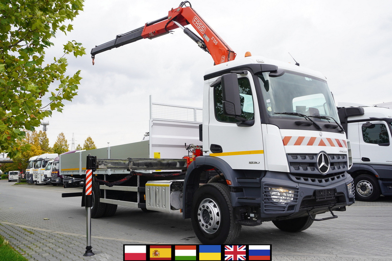 MERCEDES-BENZ Arocs 1830 / Flatbed 16 EPAL / HDS Fassi 155 / Reach 8 m / Load capacity 6160 kg - Xe tải thùng lửng/ Phẳng, Xe cẩu tự hành: hình 1 MERCEDES-BENZ Arocs 1830 / Flatbed 16 EPAL / HDS Fassi 155 / Reach 8 m / Load capacity 6160 kg - Xe tải thùng lửng/ Phẳng, Xe cẩu tự hành: hình 1
