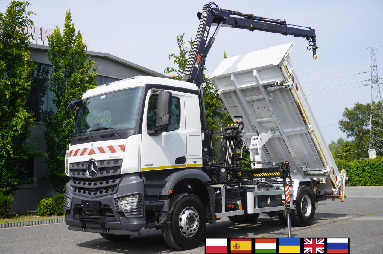 MERCEDES-BENZ Arocs 1833 / 87,000 km!!! / Hds HIAB X-DUO 128 B-2 / three-sided tipper - Xe tải thùng lửng/ Phẳng, Xe cẩu tự hành: hình 1 MERCEDES-BENZ Arocs 1833 / 87,000 km!!! / Hds HIAB X-DUO 128 B-2 / three-sided tipper - Xe tải thùng lửng/ Phẳng, Xe cẩu tự hành: hình 1