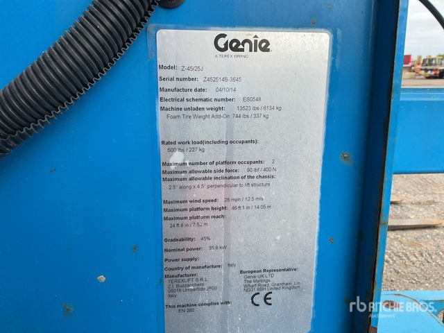 2014 Genie Z45/25J Articulating Boom Lift - Xe nâng người nhiều khớp nối: hình 2 2014 Genie Z45/25J Articulating Boom Lift - Xe nâng người nhiều khớp nối: hình 2