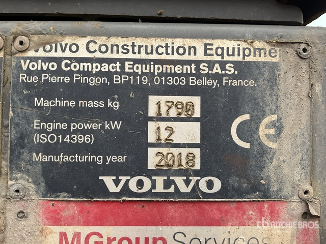 2018 Volvo EC18D Mini Excavator: <6.6t - Máy xúc mini: hình 5 2018 Volvo EC18D Mini Excavator: <6.6t - Máy xúc mini: hình 5