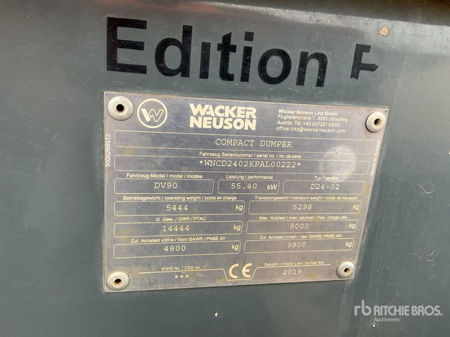 2019 Wacker Neuson DV90 9 ton 4x4 Swivel Dumper - Xe ben đổ: hình 2 2019 Wacker Neuson DV90 9 ton 4x4 Swivel Dumper - Xe ben đổ: hình 2