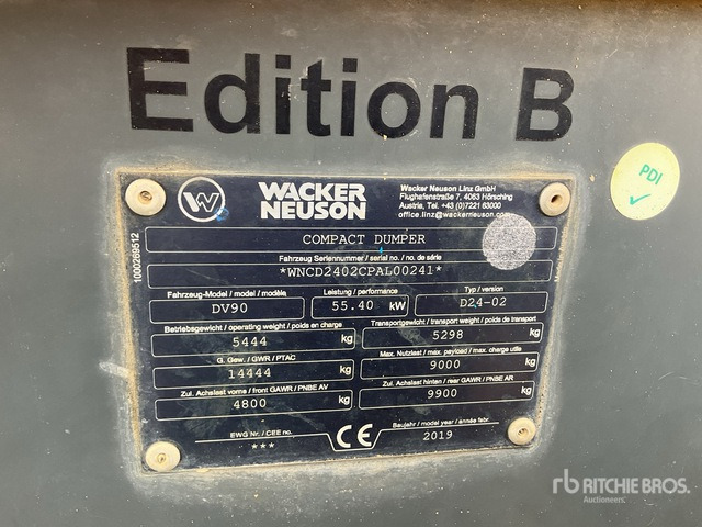 2019 Wacker Neuson DV90 9 ton 4x4 Swivel Dumper - Xe ben đổ: hình 3 2019 Wacker Neuson DV90 9 ton 4x4 Swivel Dumper - Xe ben đổ: hình 3