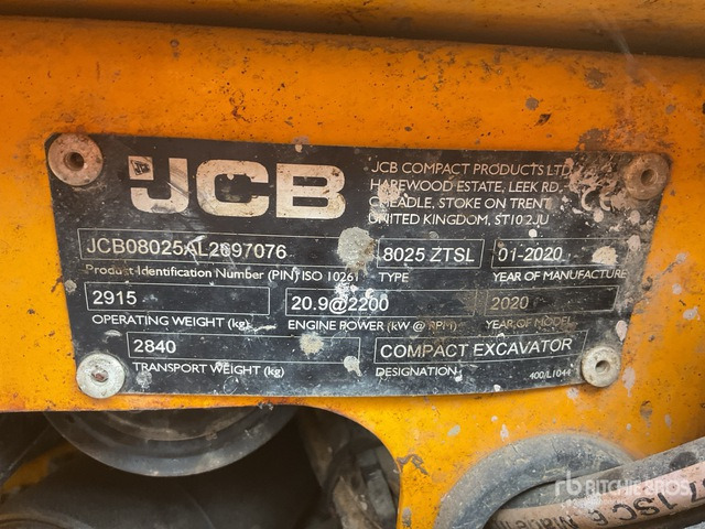 2020 JCB 8025ZTSL Tracked Excavator - Máy xúc bánh xích: hình 1 2020 JCB 8025ZTSL Tracked Excavator - Máy xúc bánh xích: hình 1