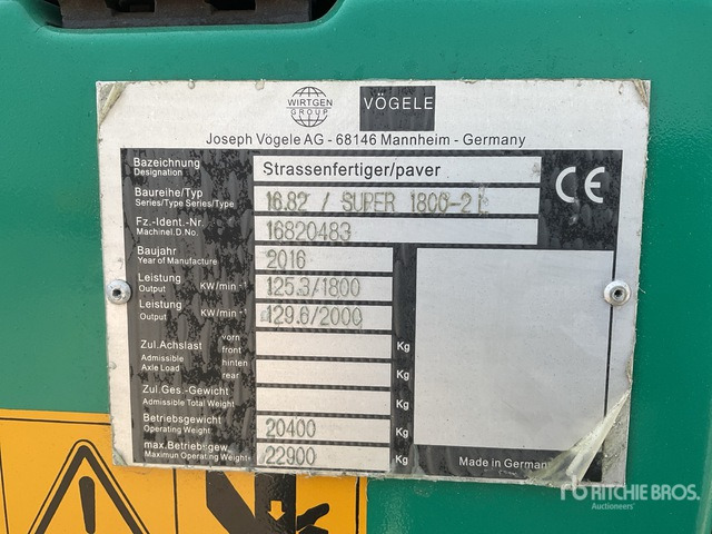 2016 Vogele Super S1800-2L Track Asphalt Paver - Dàn băm cỏ/ Mulcher: hình 2 2016 Vogele Super S1800-2L Track Asphalt Paver - Dàn băm cỏ/ Mulcher: hình 2