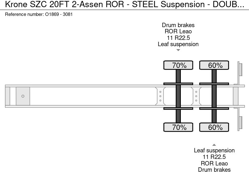 Xe chở container/ Sơ mi rơ moóc hoán đổi thân Krone SZC 20FT 2-Assen ROR - STEEL Suspension - DOUBLE tires - DrumBrakes  (O1869): hình 19