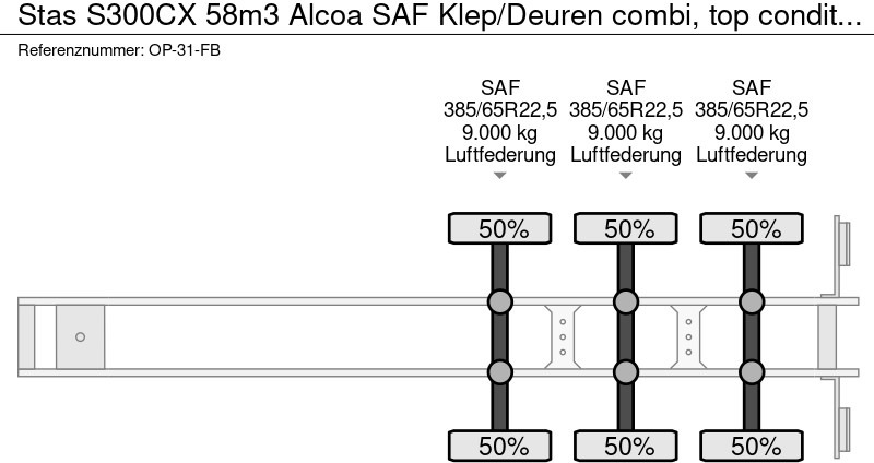 Sơ mi rơ moóc ben Stas S300CX 58m3 Alcoa SAF Klep/Deuren combi, top condition 6350KG: hình 20