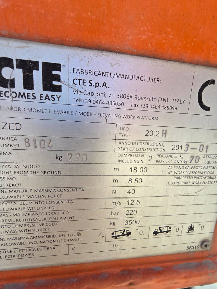 Nền bục trên không gắn trên xe tải CTE ZED 20: hình 14 Nền bục trên không gắn trên xe tải CTE ZED 20: hình 14