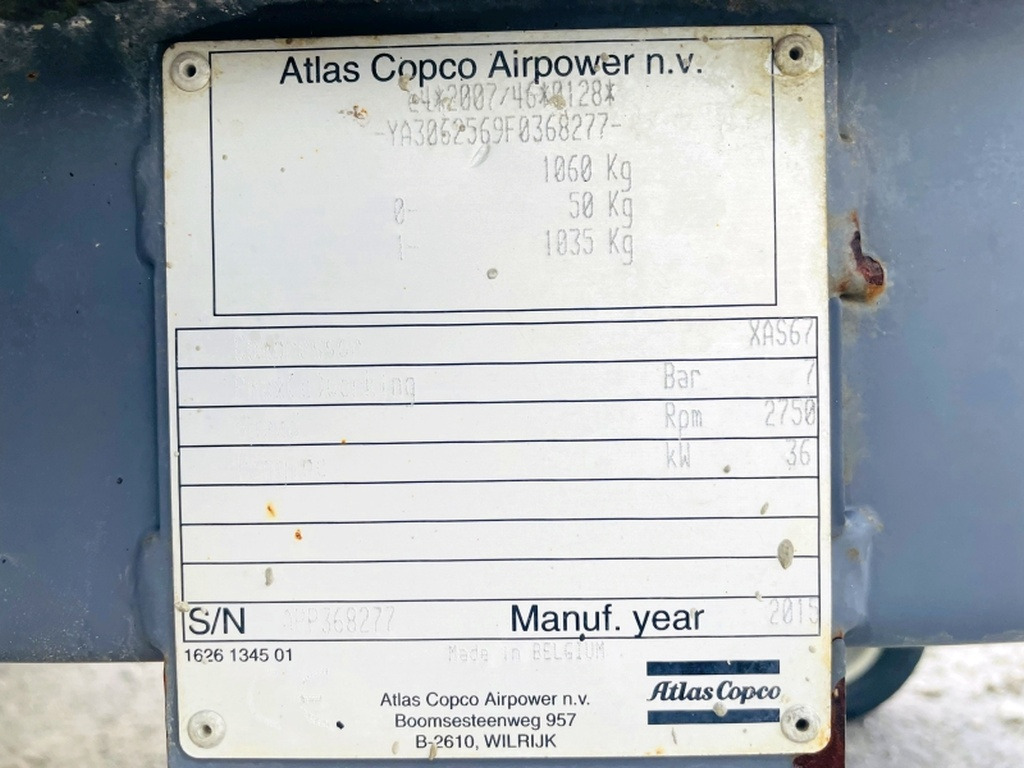 Atlas Copco XAS67 (3977) - Máy nén khí: hình 3 Atlas Copco XAS67 (3977) - Máy nén khí: hình 3