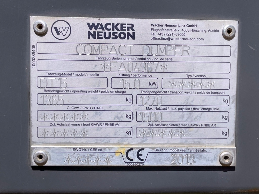 Neuson DT15 (4076) - Xe ben đổ bánh xích: hình 3 Neuson DT15 (4076) - Xe ben đổ bánh xích: hình 3