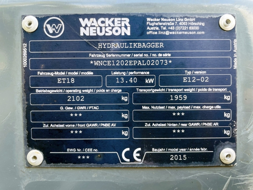 Neuson ET18 VDS (3950) - Máy xúc mini: hình 3 Neuson ET18 VDS (3950) - Máy xúc mini: hình 3