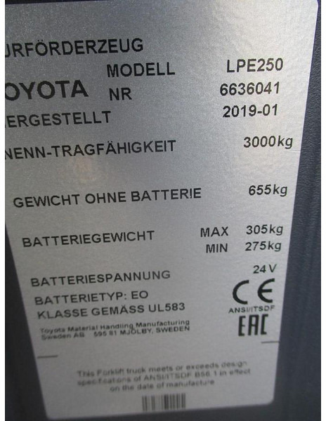 Xe tải nâng pallet Toyota LPE 250: hình 11