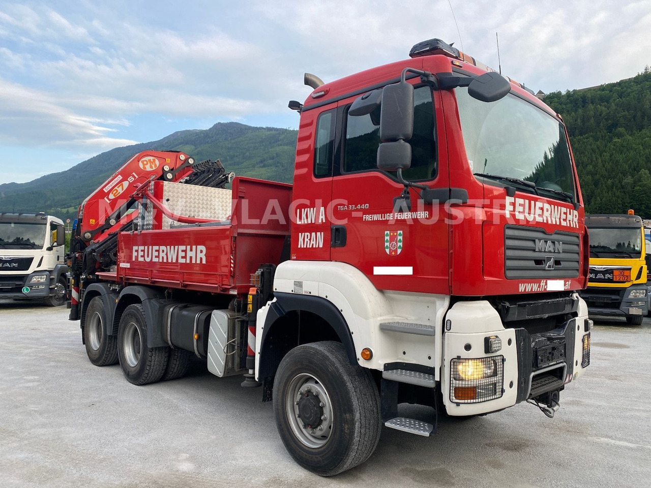 MAN 33.440 6x6 KRAN PM27 und Frontseilwinde 60lm - Xe tải thùng lửng/ Phẳng, Xe cẩu tự hành: hình 2 MAN 33.440 6x6 KRAN PM27 und Frontseilwinde 60lm - Xe tải thùng lửng/ Phẳng, Xe cẩu tự hành: hình 2