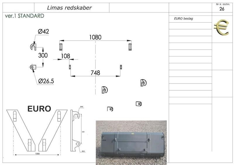 Limas Ny 1,5m Uni. Skovl med Euro - Gầu xúc lật cho Máy móc nông nghiệp: hình 2 Limas Ny 1,5m Uni. Skovl med Euro - Gầu xúc lật cho Máy móc nông nghiệp: hình 2