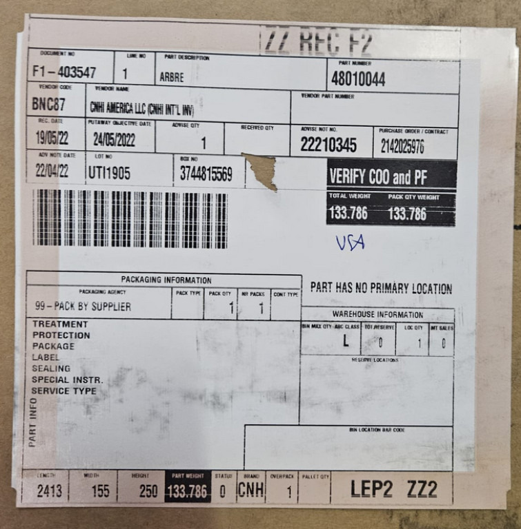 Case 48010044 - Bán trục cho Máy móc xây dựng: hình 3 Case 48010044 - Bán trục cho Máy móc xây dựng: hình 3