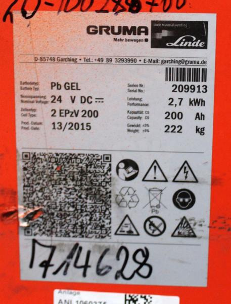 GRUMA 24 Volt 2 PzV 200 Ah - Ắc quy cho Thiết bị xử lý vật liệu: hình 5 GRUMA 24 Volt 2 PzV 200 Ah - Ắc quy cho Thiết bị xử lý vật liệu: hình 5