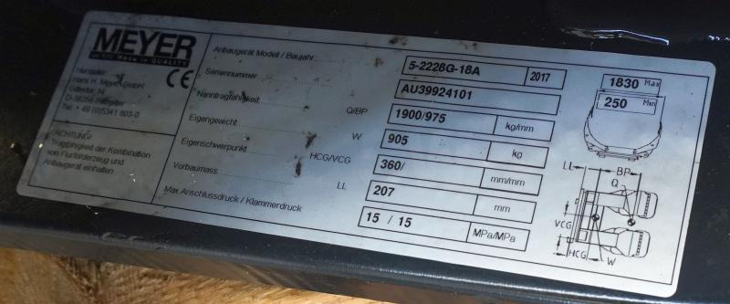 Meyer 5-2228G-18A, Breite: 1140 mm - Ngàm kẹp: hình 5 Meyer 5-2228G-18A, Breite: 1140 mm - Ngàm kẹp: hình 5