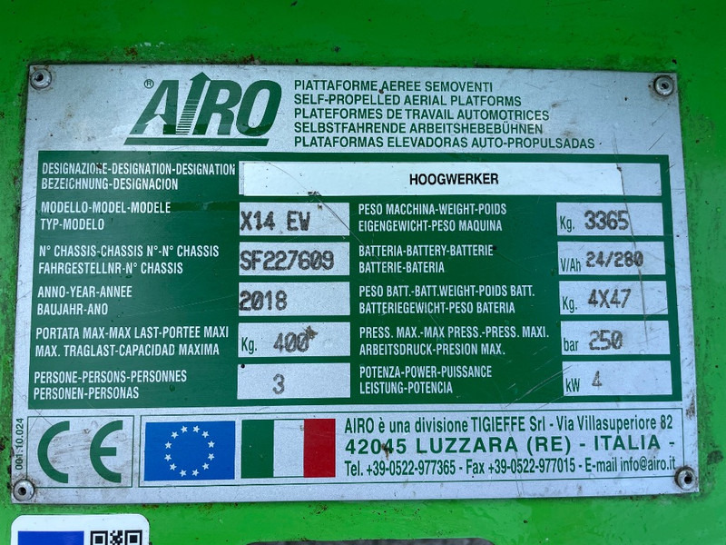AIRO X 14 EW - Máy nâng người hình kéo: hình 3 AIRO X 14 EW - Máy nâng người hình kéo: hình 3