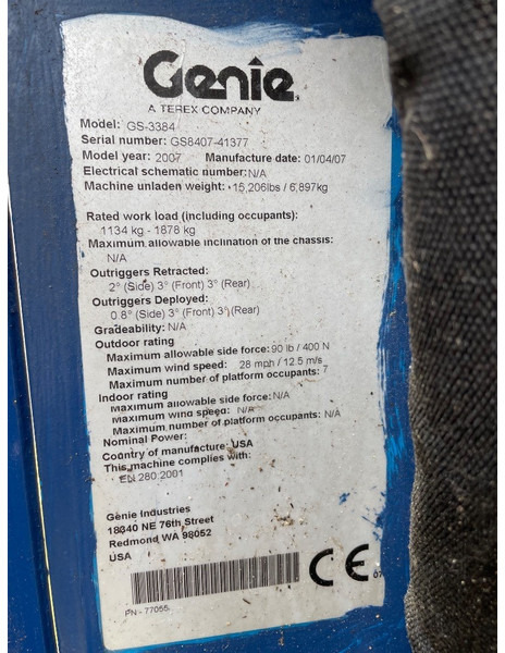 Genie GS 3384 RT - Máy nâng người hình kéo: hình 3 Genie GS 3384 RT - Máy nâng người hình kéo: hình 3