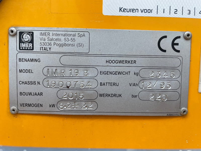Imer IMR 19B - Xe nâng người nhiều khớp nối: hình 3 Imer IMR 19B - Xe nâng người nhiều khớp nối: hình 3