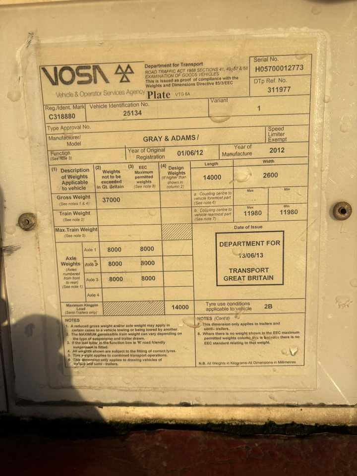Gray and Adams 2012 SLXE 400 – CBT225ER - Sơ mi rơ moóc đông lạnh: hình 2 Gray and Adams 2012 SLXE 400 – CBT225ER - Sơ mi rơ moóc đông lạnh: hình 2