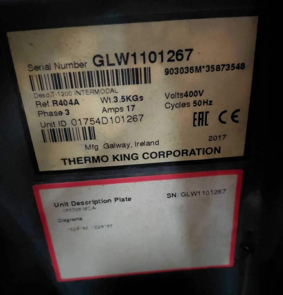 Thermo King T-1200 S/N : GLW1101267 - Bộ phận làm lạnh: hình 2 Thermo King T-1200 S/N : GLW1101267 - Bộ phận làm lạnh: hình 2