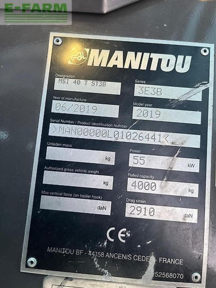Xe nâng Manitou msi 40 t geländestapler mit kaup zinkenverstellgerät 4,8 t: hình 8
