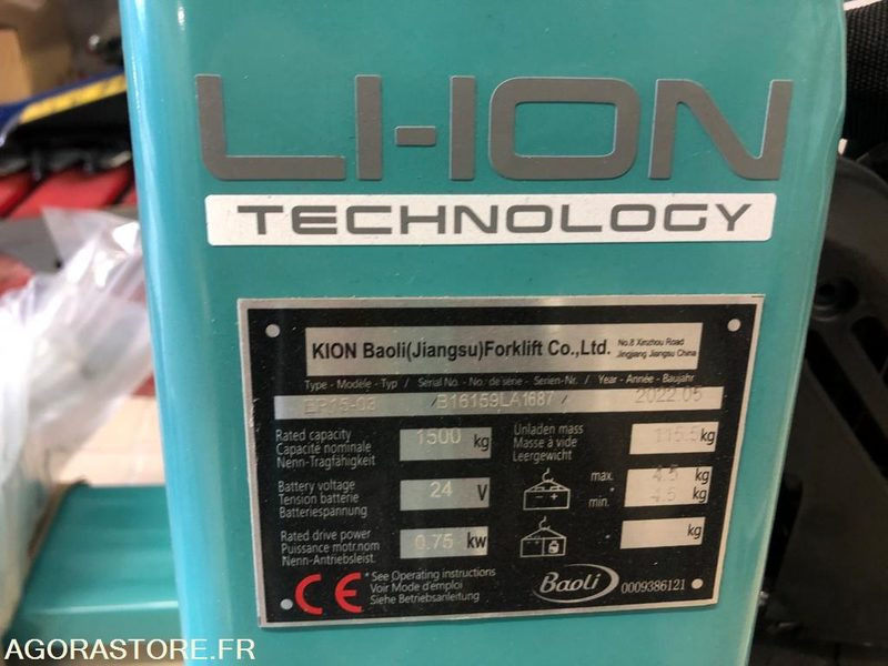 1 Transpalette Electrique 1500 Kg BAOLI - NEUF - Trang thiết bị xây dựng: hình 3 1 Transpalette Electrique 1500 Kg BAOLI - NEUF - Trang thiết bị xây dựng: hình 3