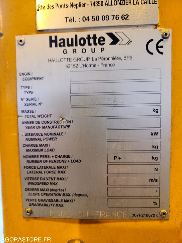NACELLE HAULOTTE HA12C ELECTRIQUE - Nền bục trên không: hình 2 NACELLE HAULOTTE HA12C ELECTRIQUE - Nền bục trên không: hình 2