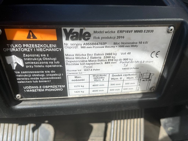 Xe nâng điện Yale ERP16VF heftruck ERP16VF triplo460 freelift SIDESHIFT 2016: hình 11 Xe nâng điện Yale ERP16VF heftruck ERP16VF triplo460 freelift SIDESHIFT 2016: hình 11