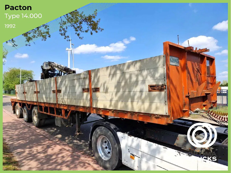 Pacton 3 AS / ROLKRAAN KENNIS TYPE 14.000 / FREINS TAMBOURS / DRUM BRAKES - Sơ mi rơ moóc thùng lửng/ Phẳng: hình 1 Pacton 3 AS / ROLKRAAN KENNIS TYPE 14.000 / FREINS TAMBOURS / DRUM BRAKES - Sơ mi rơ moóc thùng lửng/ Phẳng: hình 1