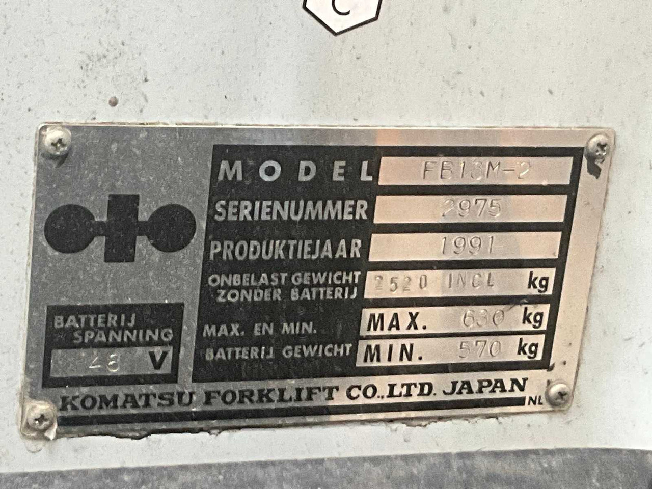Xe nâng 1991 KOMATSU FB13M-2 FORKLIFT: hình 13 Xe nâng 1991 KOMATSU FB13M-2 FORKLIFT: hình 13