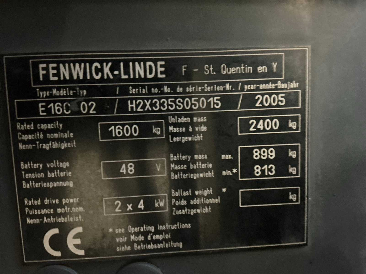 2005 LINDE-FENWICK E16C-02 FORKLIFT - Xe nâng: hình 2 2005 LINDE-FENWICK E16C-02 FORKLIFT - Xe nâng: hình 2
