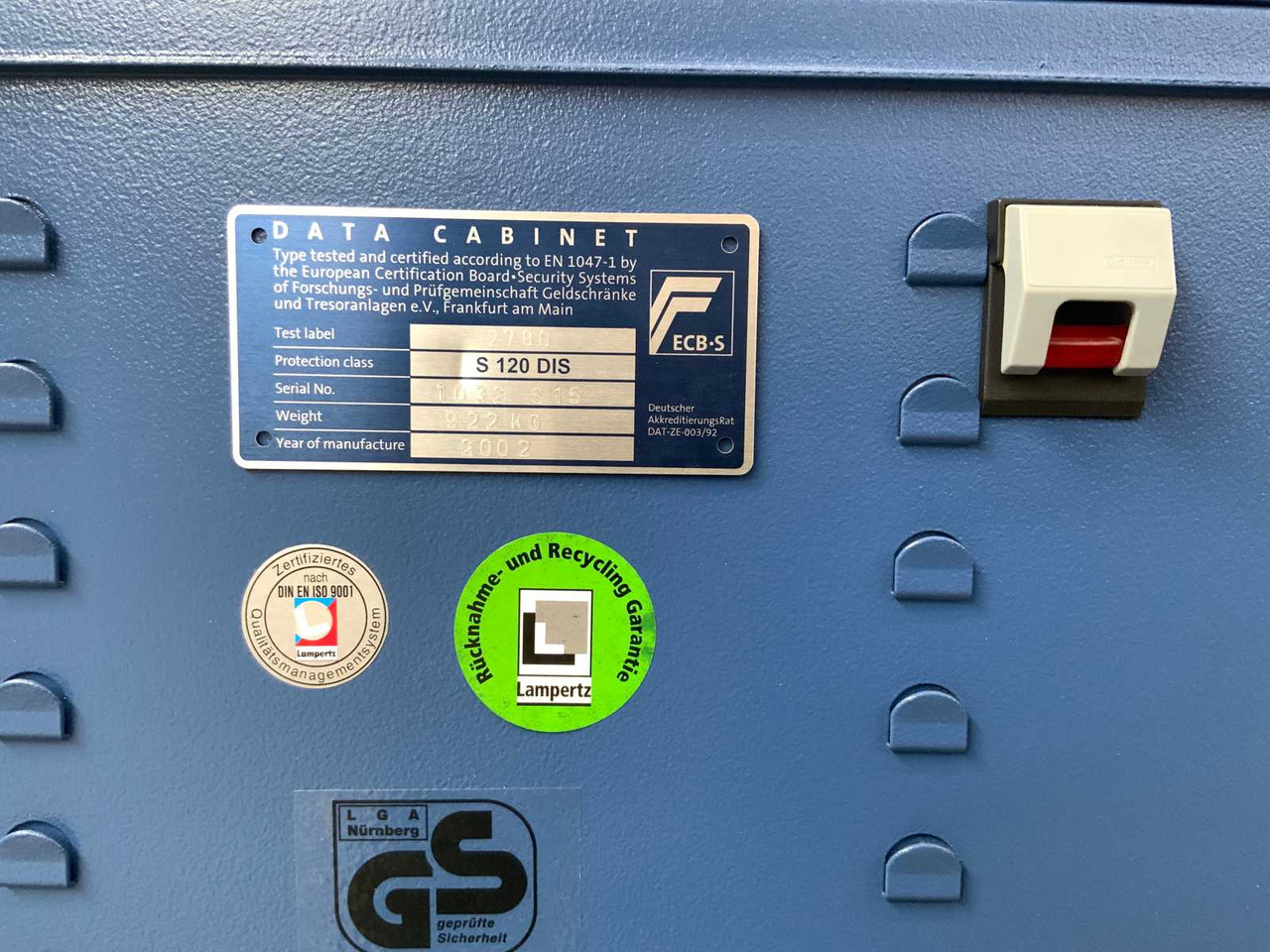 Trang thiết bị xây dựng Datasafe Lampertz S15: hình 15