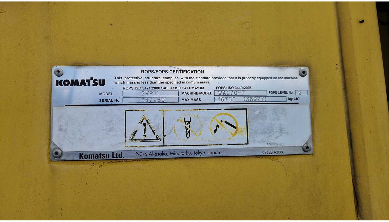 Máy xúc lật bánh lốp KOMATSU - WA270-7 - SHOVEL - 2017: hình 31