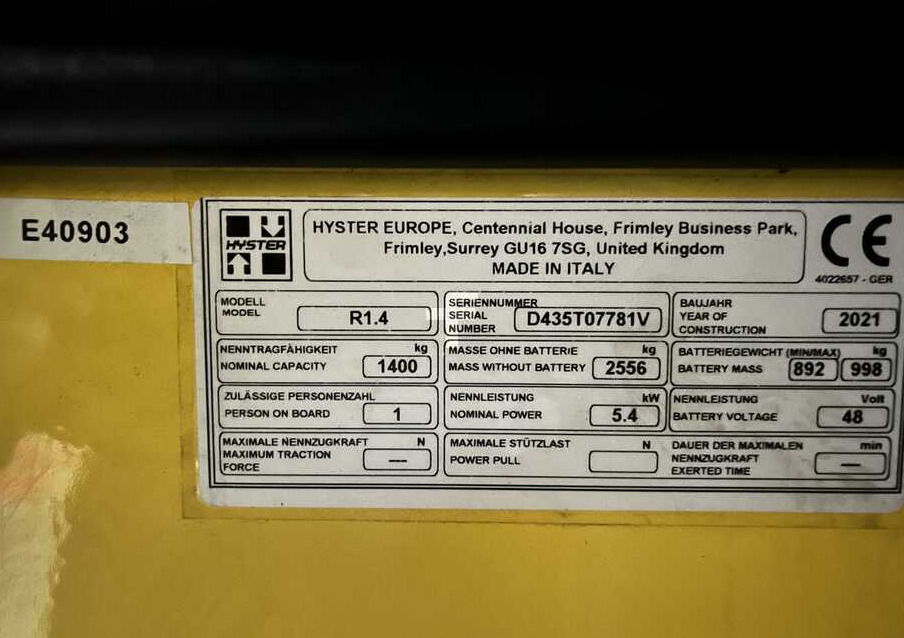 Hyster R1.4 - Xe tải tiếp cận: hình 5 Hyster R1.4 - Xe tải tiếp cận: hình 5