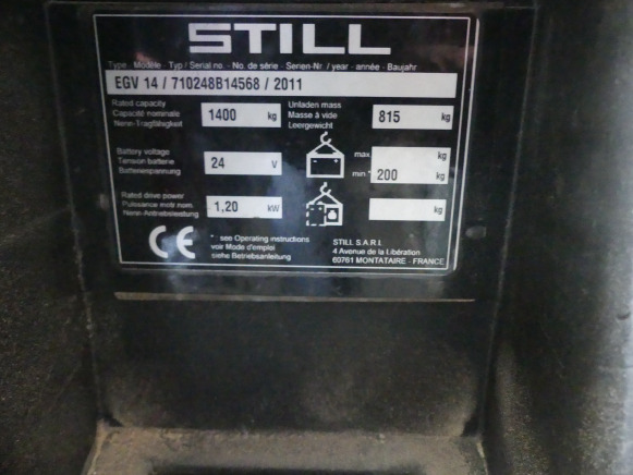 Gerbeur Still EGV 14 - Máy xếp chồng: hình 4 Gerbeur Still EGV 14 - Máy xếp chồng: hình 4