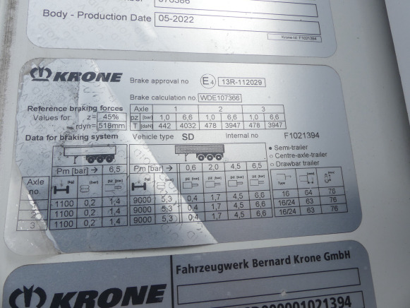 Rơ moóc đông lạnh Semi remorque frigorifique Krone SREM FG TD: hình 6