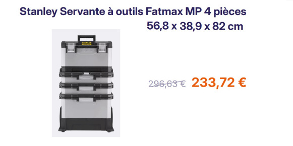 Servante d'atelier sur roulettes STANLEY FATMAX MP 4 pièces - Thiết bị nhà kho: hình 1 Servante d'atelier sur roulettes STANLEY FATMAX MP 4 pièces - Thiết bị nhà kho: hình 1
