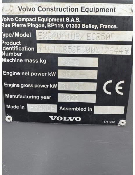 Cho thuê Volvo ECR50F 2022 3300 uur !! Volvo ECR50F 2022 3300 uur !!: hình 19