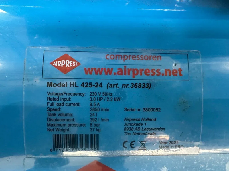 Airpress HL 425-24 Elektrische Zuigercompressor 3 PK 392 L / min 8 Bar Overstock New ! - Máy nén khí: hình 3 Airpress HL 425-24 Elektrische Zuigercompressor 3 PK 392 L / min 8 Bar Overstock New ! - Máy nén khí: hình 3