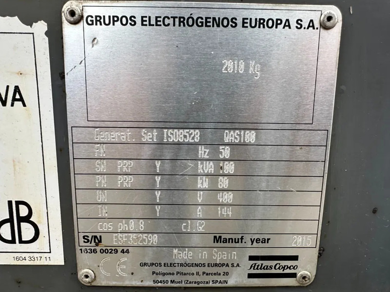 Atlas-Copco QAS 100 Perkins Leroy Somer 100 kVA Silent Rental generatorset - Bộ phát điện: hình 4 Atlas-Copco QAS 100 Perkins Leroy Somer 100 kVA Silent Rental generatorset - Bộ phát điện: hình 4