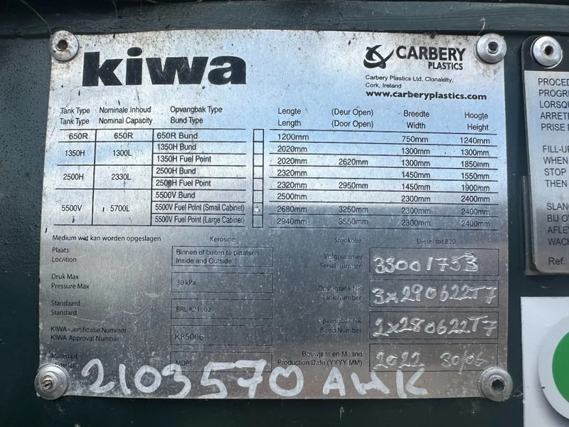 Carbery Kiwa dubbelwandig met mangat Dieseltank 5700 liter met 230 V pompset New ! Overstock - Container biển: hình 4 Carbery Kiwa dubbelwandig met mangat Dieseltank 5700 liter met 230 V pompset New ! Overstock - Container biển: hình 4