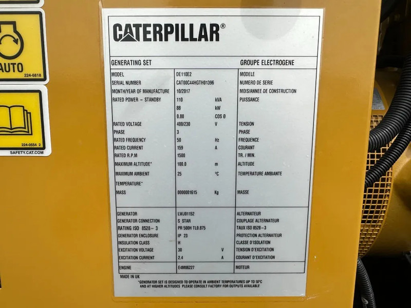 Caterpillar DE110E2 110 kVA Silent generatorset as New ! 121 hours XXL tank - Bộ phát điện: hình 3 Caterpillar DE110E2 110 kVA Silent generatorset as New ! 121 hours XXL tank - Bộ phát điện: hình 3