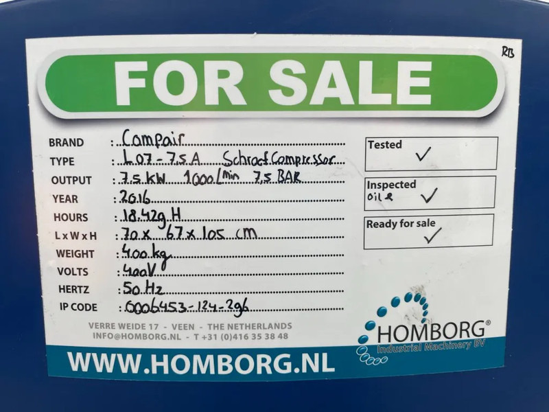 Máy nén khí Compair L07 - 7,5A Schroefcompressor 750L/min als nieuw!: hình 10