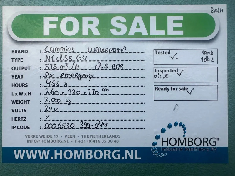 Bơm nước Cummins NT 855 G4 Waterpomp 515 m3 / h 8.5 Bar as new ! 455 hours ! Diesel Waterpump: hình 18