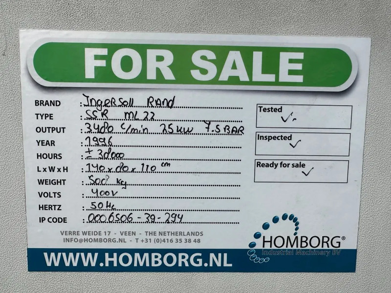 Máy nén khí Ingersoll Rand SSR ML22 Elektrische Schroefcompressor 25 kW 3480 L / min 7.5 Bar: hình 10