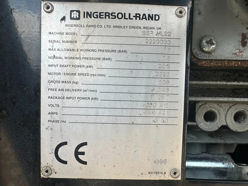 Ingersoll Rand SSR ML22 Elektrische Schroefcompressor 25 kW 3480 L / min 7.5 Bar - Máy nén khí: hình 4 Ingersoll Rand SSR ML22 Elektrische Schroefcompressor 25 kW 3480 L / min 7.5 Bar - Máy nén khí: hình 4